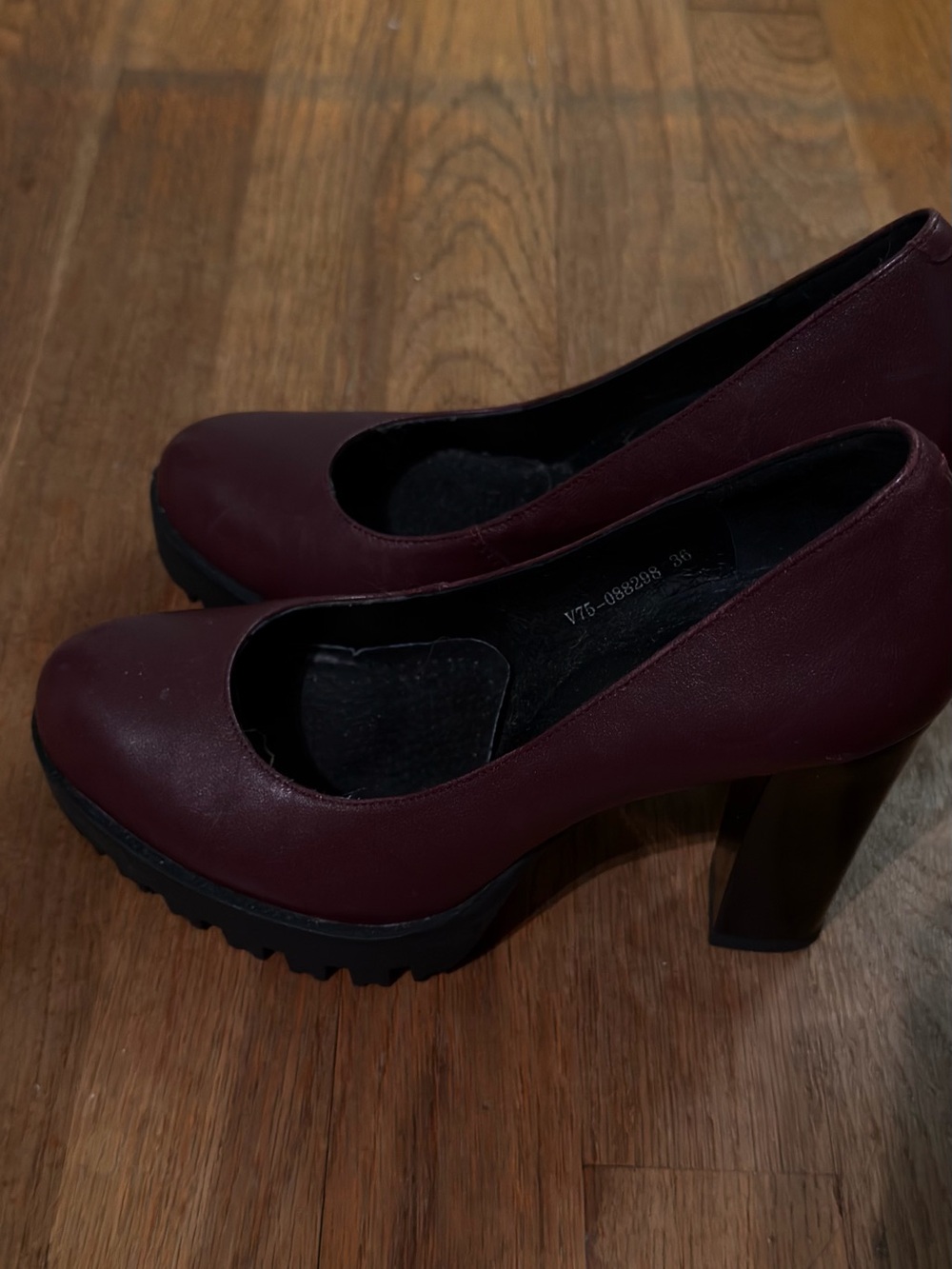 Women’s Burgundy Block Heel Pumps